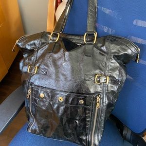YSL Black Patent Leather Downtown Tote